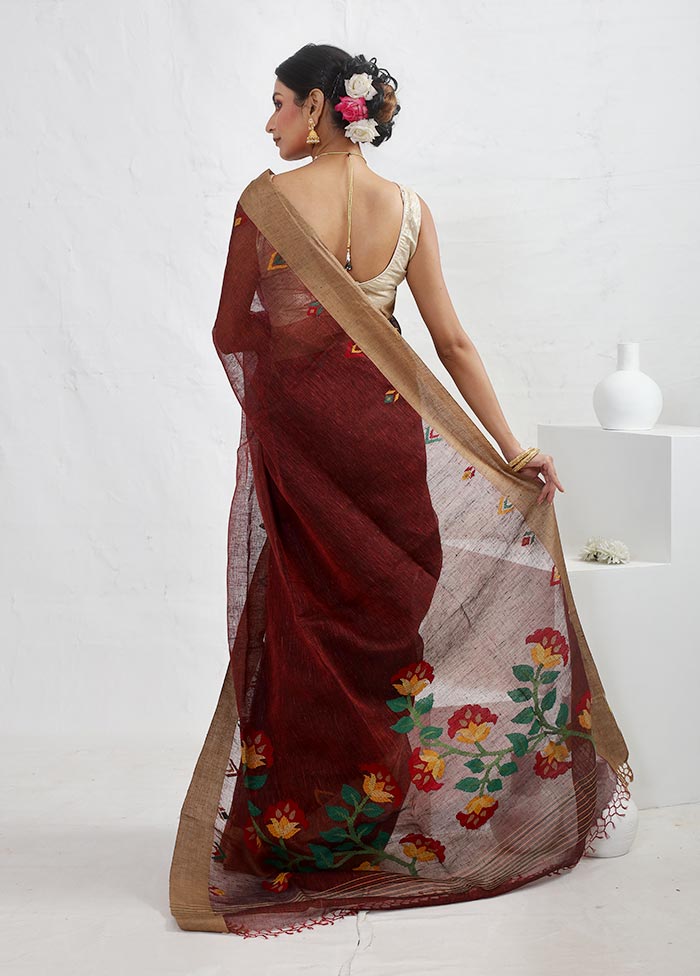 Maroon Matka Pure Silk Saree With Blouse Piece - Indian Silk House Agencies