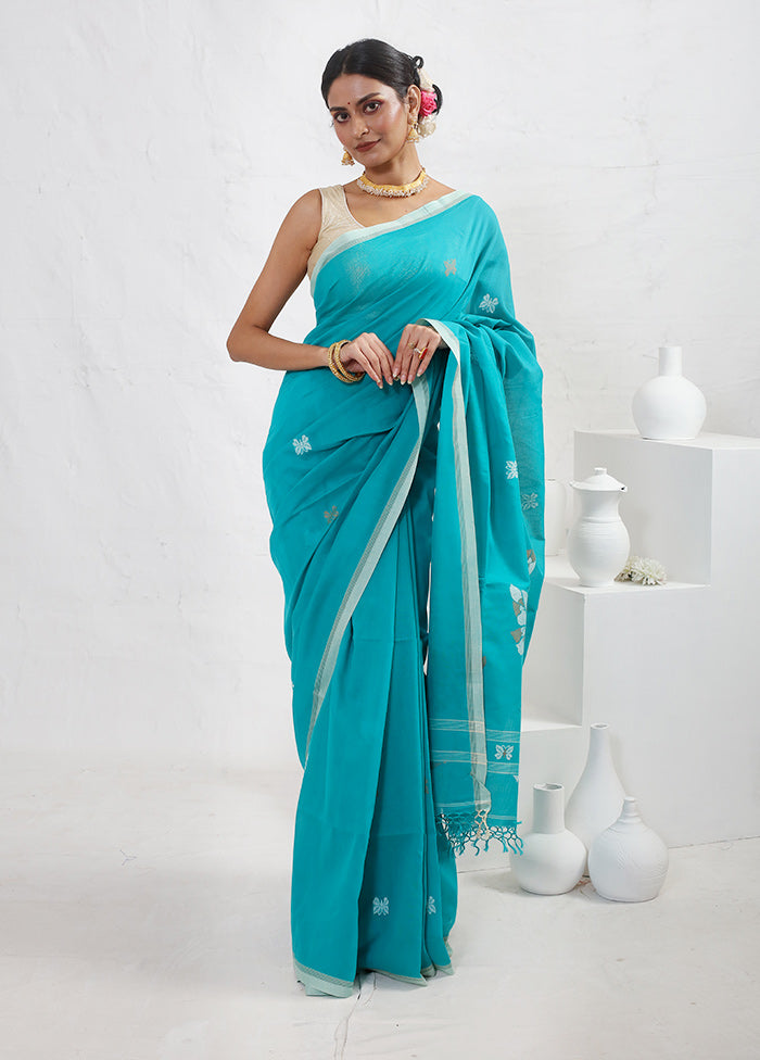 Blue Matka Silk Saree With Blouse Piece - Indian Silk House Agencies