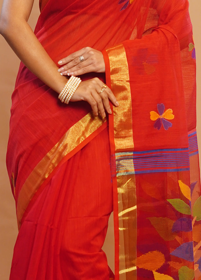 Red Matka Silk Saree With Blouse Piece - Indian Silk House Agencies