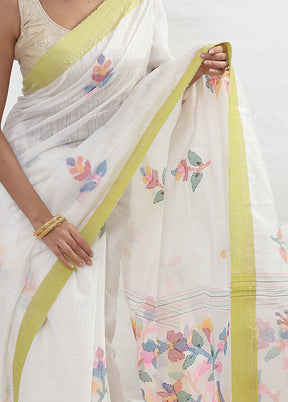 White Matka Pure Silk Saree With Blouse Piece - Indian Silk House Agencies