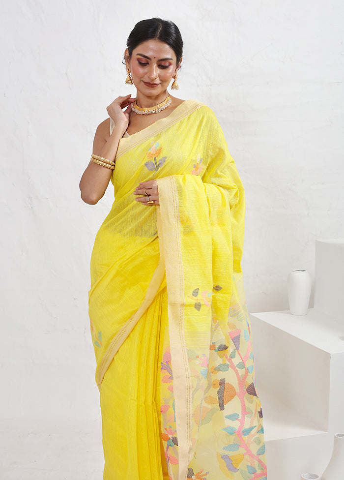 Yellow Matka Pure Silk Saree With Blouse Piece - Indian Silk House Agencies