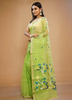 Green Matka Pure Silk Saree With Blouse Piece - Indian Silk House Agencies