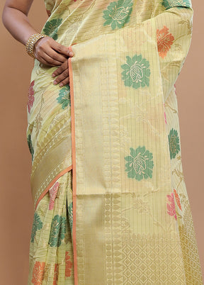 Yellow Cotton Saree With Blouse Piece - Indian Silk House Agencies