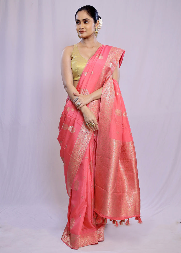 Pink Dupion Silk Saree With Blouse Piece - Indian Silk House Agencies