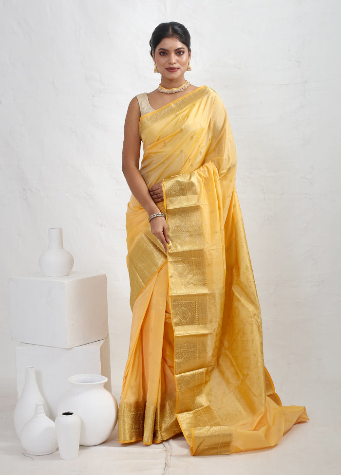 Yellow Kanjivaram Silk Saree With Blouse Piece - Indian Silk House Agencies