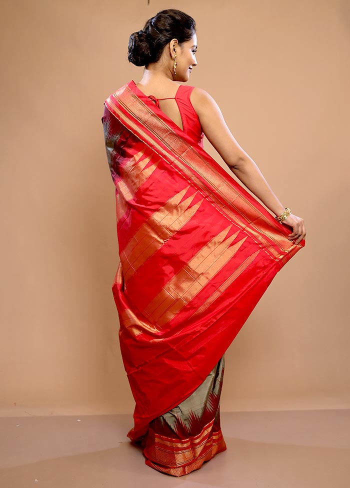 Grey Kanjivaram Pure Silk Saree With Blouse Piece - Indian Silk House Agencies