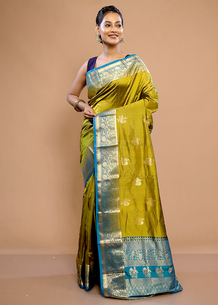 Green Kanjivaram Pure Silk Saree With Blouse Piece - Indian Silk House Agencies