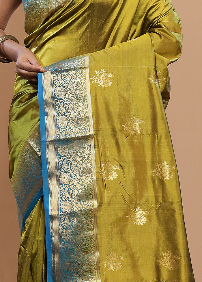 Green Kanjivaram Pure Silk Saree With Blouse Piece - Indian Silk House Agencies