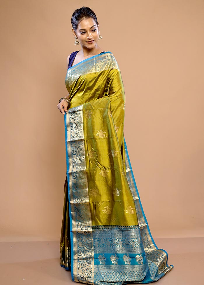 Green Kanjivaram Pure Silk Saree With Blouse Piece - Indian Silk House Agencies