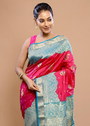 Pink Kanjivaram Pure Silk Saree With Blouse Piece - Indian Silk House Agencies