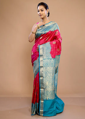 Pink Kanjivaram Pure Silk Saree With Blouse Piece - Indian Silk House Agencies