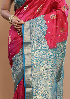 Pink Kanjivaram Pure Silk Saree With Blouse Piece - Indian Silk House Agencies