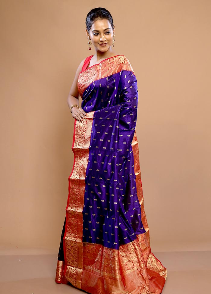 Blue Kanjivaram Pure Silk Saree With Blouse Piece - Indian Silk House Agencies