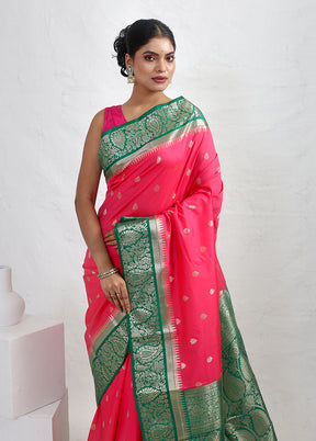 Pink Kanjivaram Silk Saree With Blouse Piece - Indian Silk House Agencies