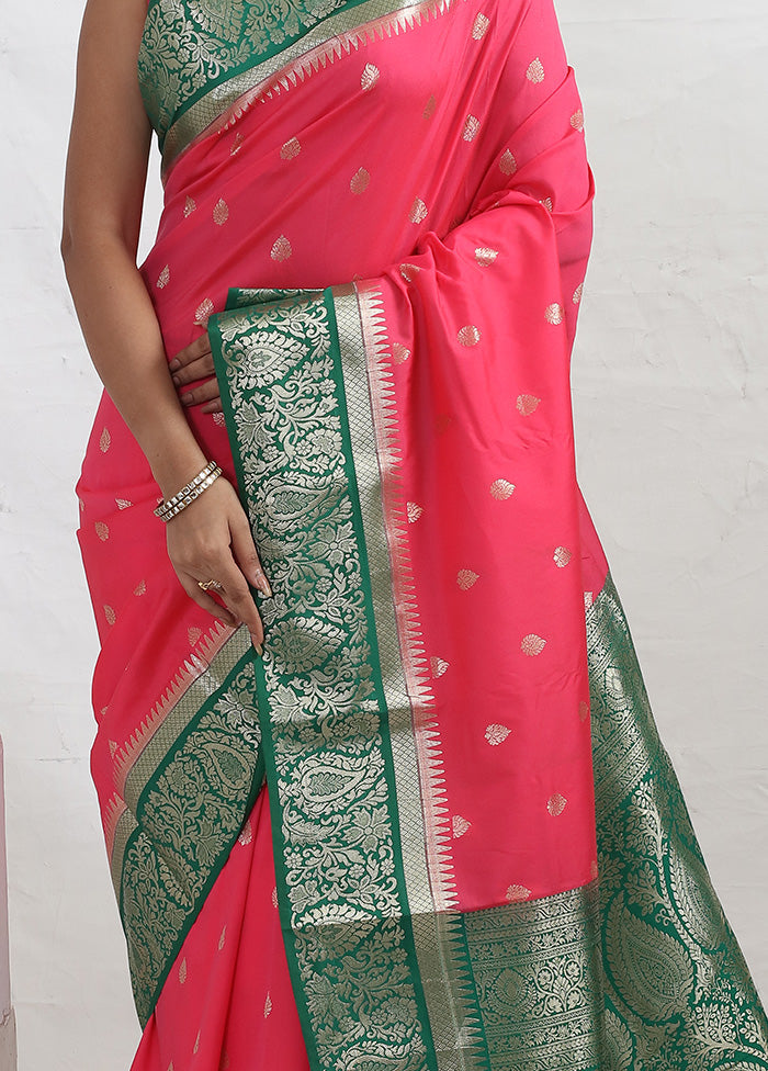 Pink Kanjivaram Silk Saree With Blouse Piece - Indian Silk House Agencies