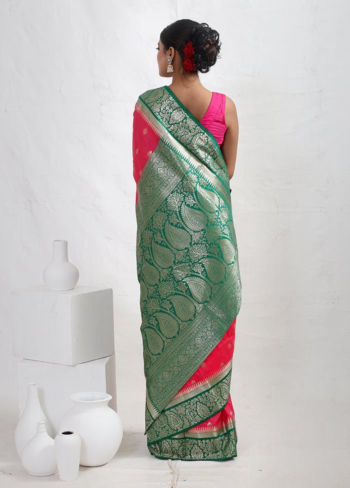 Pink Kanjivaram Silk Saree With Blouse Piece - Indian Silk House Agencies