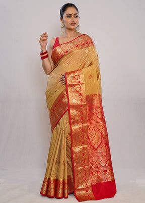 Cream Kanjivaram Silk Saree With Blouse Piece - Indian Silk House Agencies