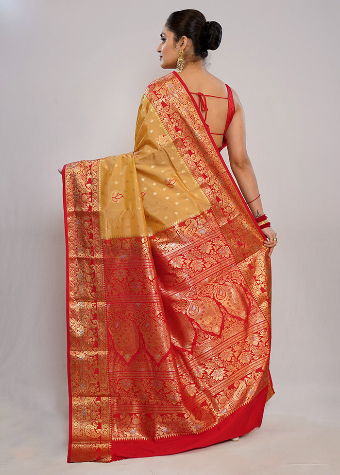 Cream Kanjivaram Silk Saree With Blouse Piece - Indian Silk House Agencies