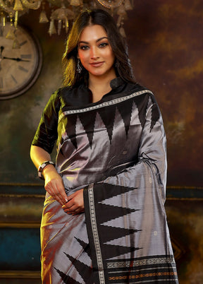 Grey Bomkai Pure Silk Saree With Blouse Piece - Indian Silk House Agencies