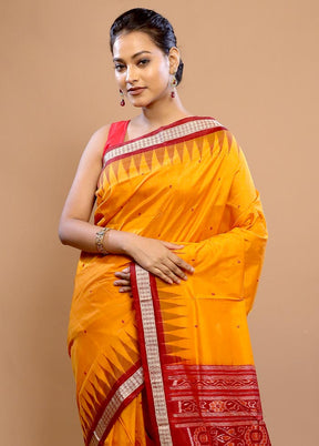 Yellow Pure Ikkat Cotton Saree With Blouse Piece - Indian Silk House Agencies