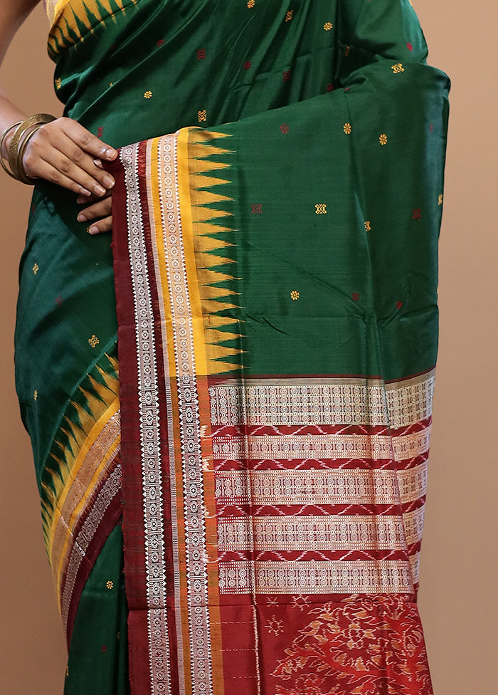 Green Pure Ikkat Cotton Saree With Blouse Piece - Indian Silk House Agencies