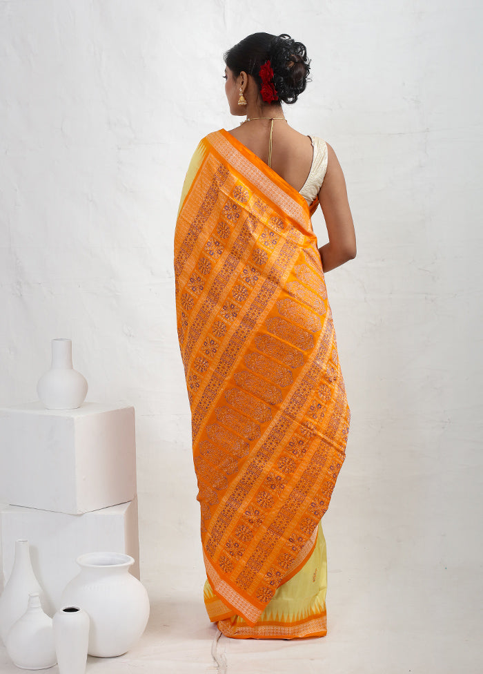 Yellow Bomkai Pure Silk Saree With Blouse Piece - Indian Silk House Agencies