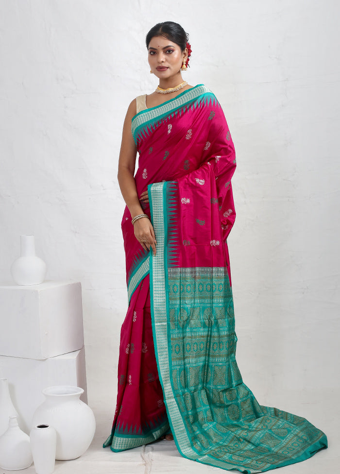 Pink Bomkai Pure Silk Saree With Blouse Piece - Indian Silk House Agencies