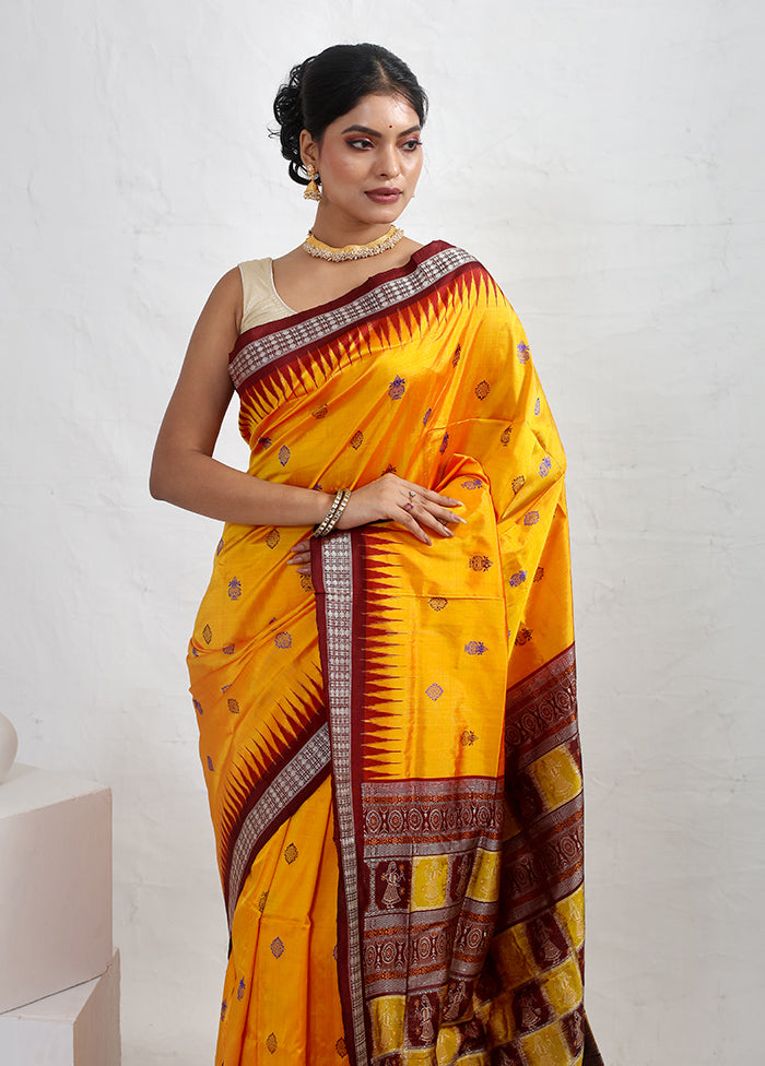 Yellow Bomkai Pure Silk Saree With Blouse Piece - Indian Silk House Agencies
