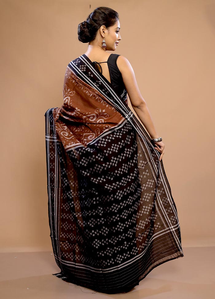 Brown Pure Ikkat Cotton Saree Without Blouse Piece - Indian Silk House Agencies