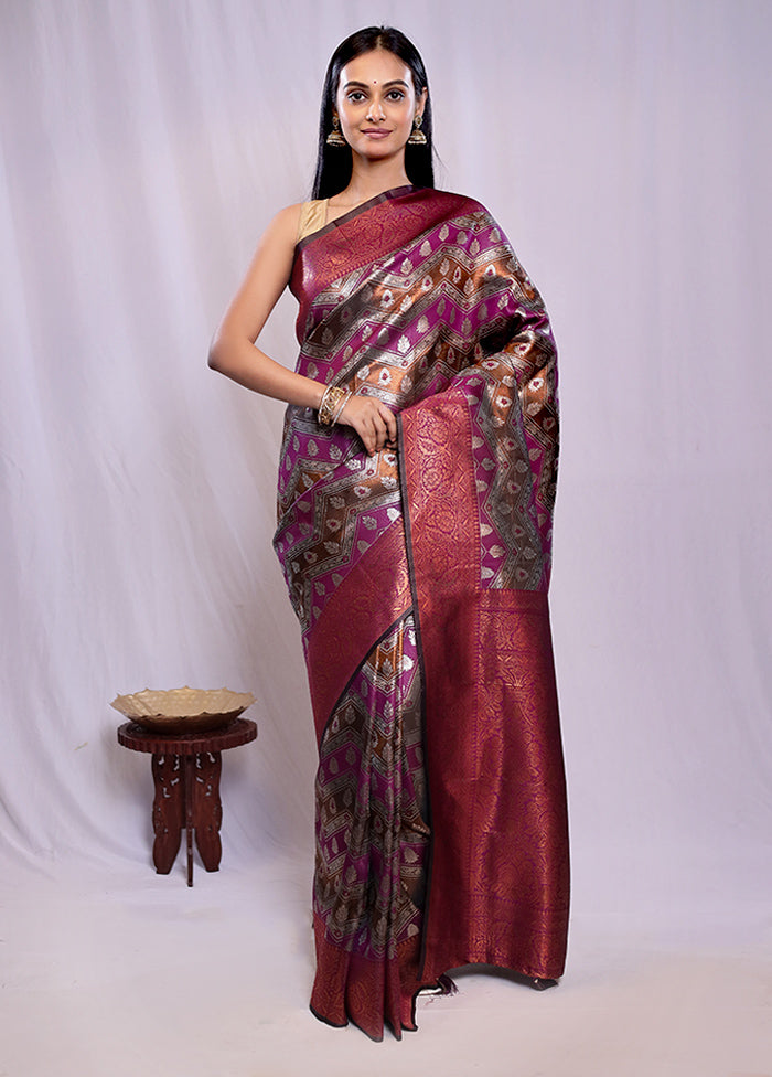 Purple Dupion Silk Saree With Blouse Piece - Indian Silk House Agencies