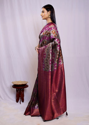 Purple Dupion Silk Saree With Blouse Piece - Indian Silk House Agencies