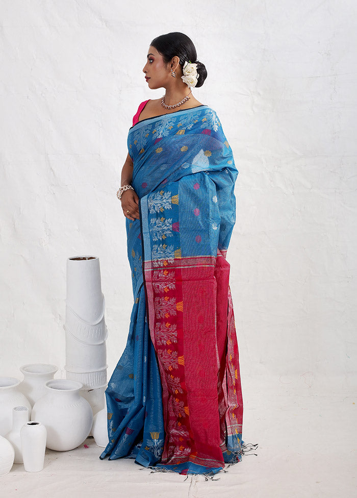 Blue Matka Silk Saree With Blouse Piece - Indian Silk House Agencies