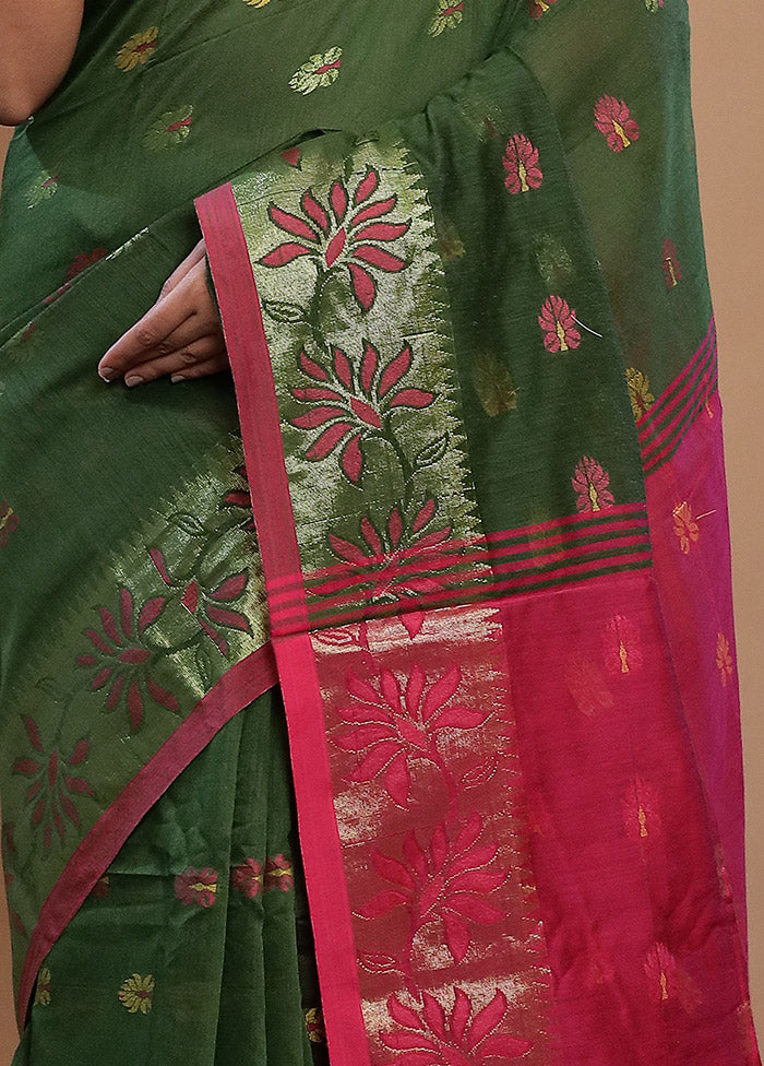 Green Matka Silk Saree With Blouse Piece - Indian Silk House Agencies