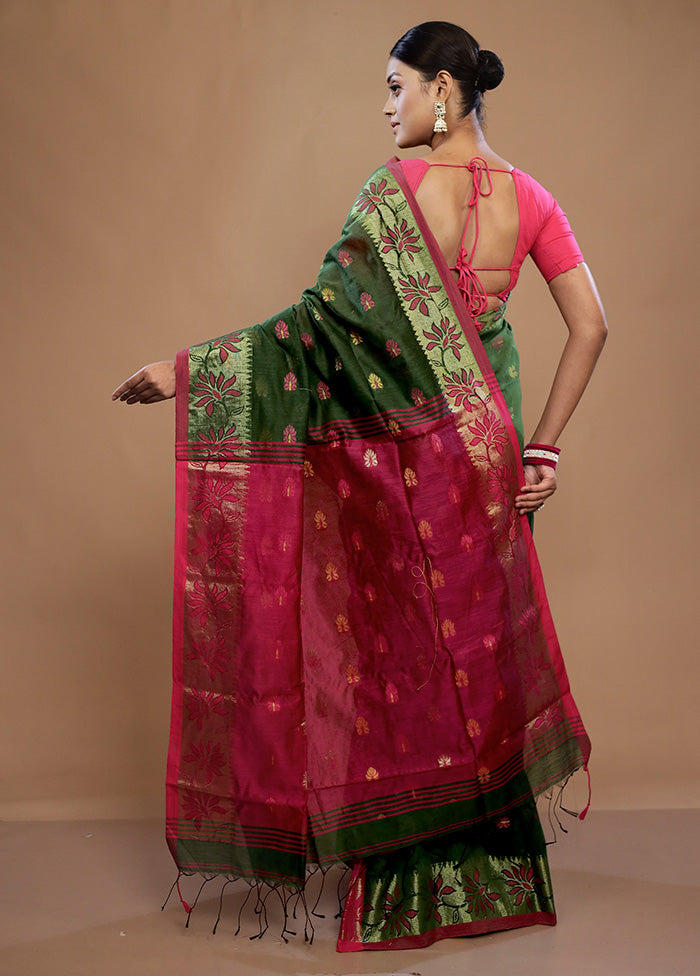 Green Matka Silk Saree With Blouse Piece - Indian Silk House Agencies