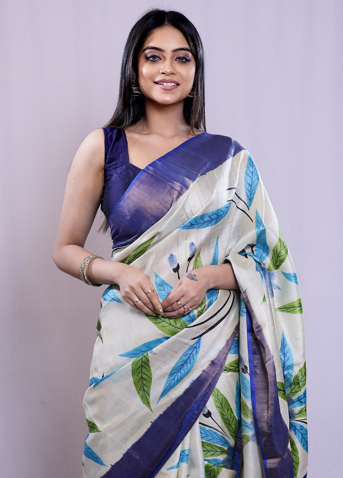 Multicolor Tussar Silk Saree With Blouse Piece - Indian Silk House Agencies