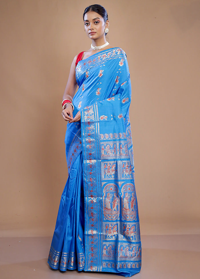 Blue Pure Swarnachuri Silk Saree With Blouse Piece - Indian Silk House Agencies