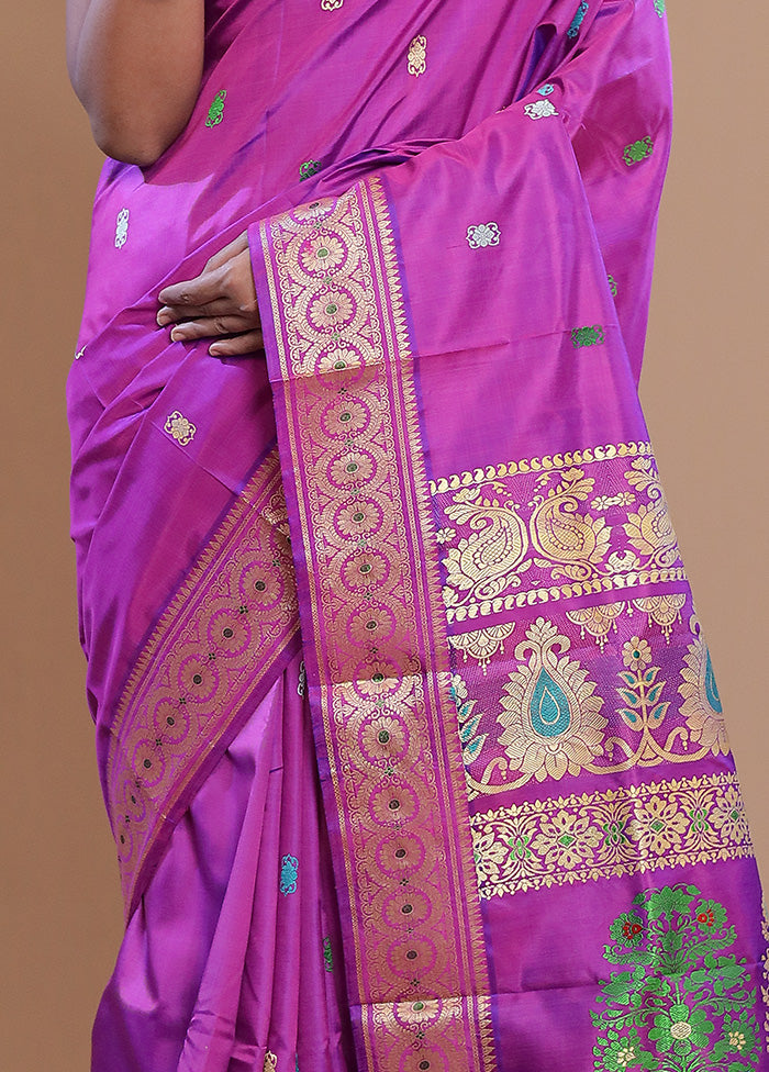 Pink Baluchari Pure Silk Saree With Blouse Piece - Indian Silk House Agencies