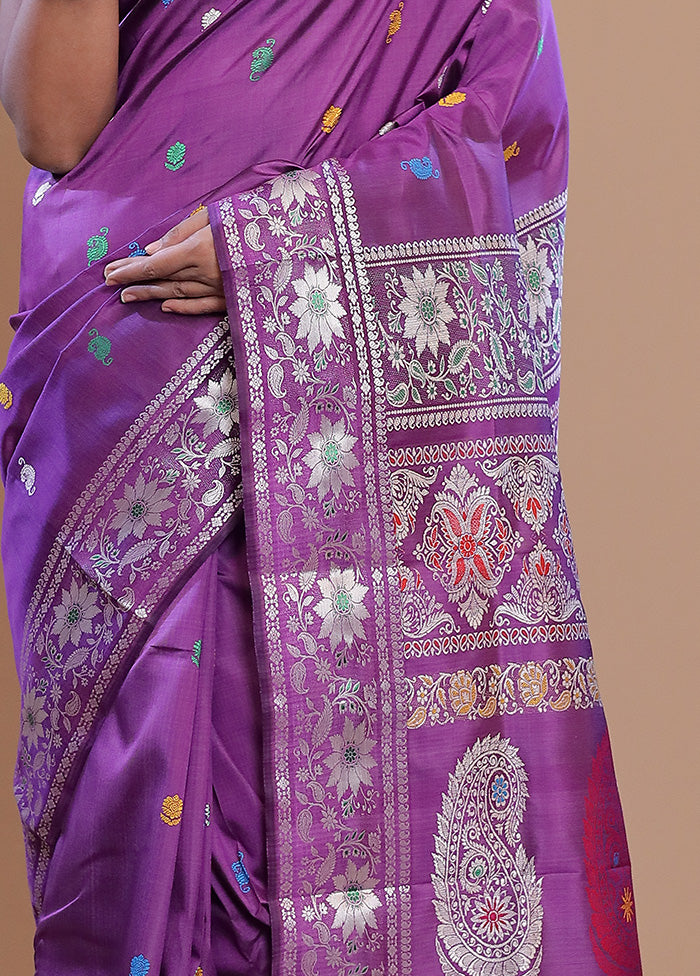Purple Pure Swarnachuri Silk Saree With Blouse Piece - Indian Silk House Agencies