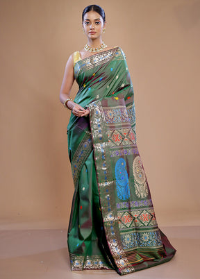 Green Pure Swarnachuri Silk Saree With Blouse Piece - Indian Silk House Agencies