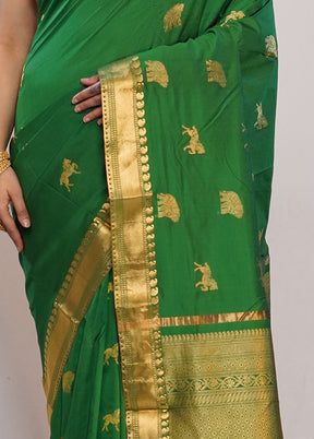 Green Kanjivaram Pure Silk Saree With Blouse Piece - Indian Silk House Agencies