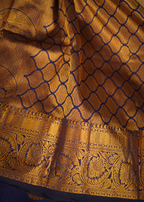 Blue Kanjivaram Silk Saree With Blouse Piece - Indian Silk House Agencies