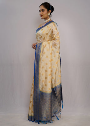 Cream Dupion Silk Saree With Blouse Piece - Indian Silk House Agencies