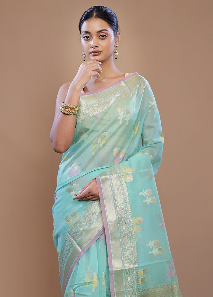 Green Kora Silk Saree With Blouse Piece - Indian Silk House Agencies