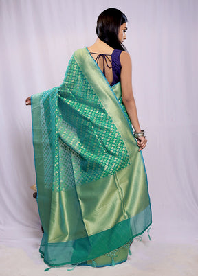 Green Kora Silk Saree With Blouse Piece - Indian Silk House Agencies