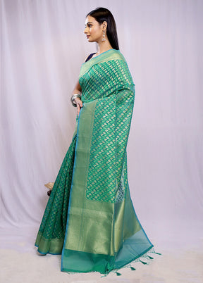 Green Kora Silk Saree With Blouse Piece - Indian Silk House Agencies