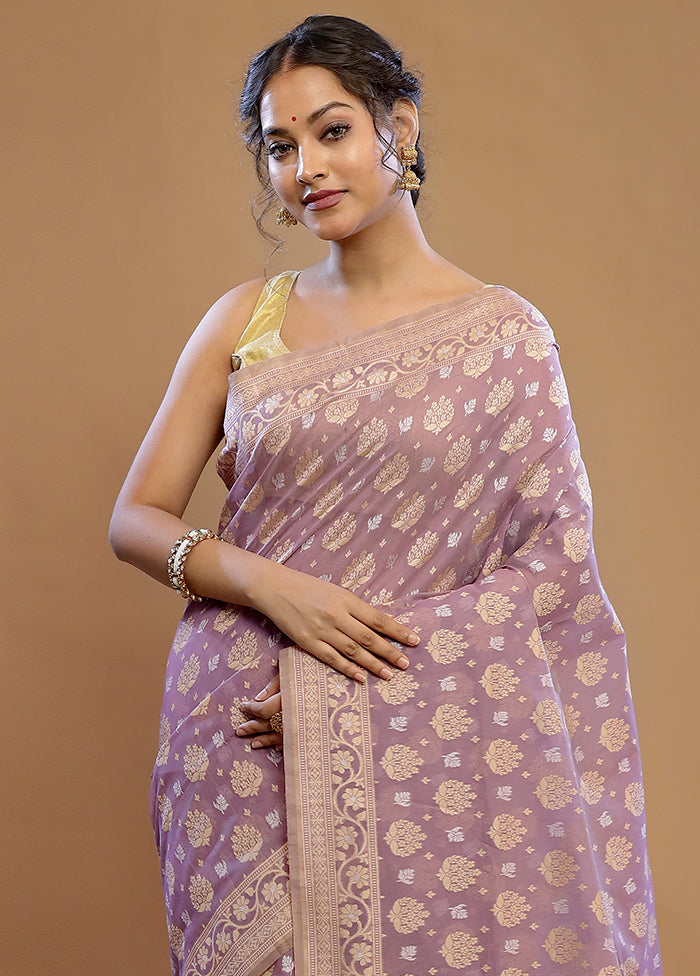 Purple Pure Cotton Saree With Blouse Piece - Indian Silk House Agencies