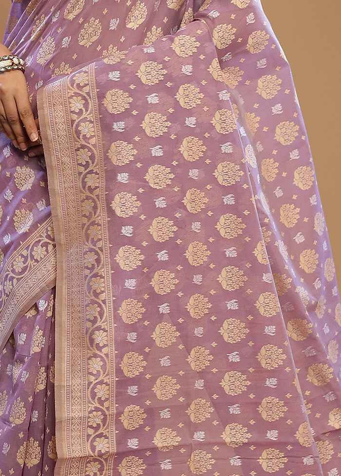 Purple Pure Cotton Saree With Blouse Piece - Indian Silk House Agencies