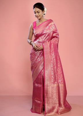 Pink Kora Silk Saree With Blouse Piece - Indian Silk House Agencies