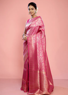 Pink Kora Silk Saree With Blouse Piece - Indian Silk House Agencies