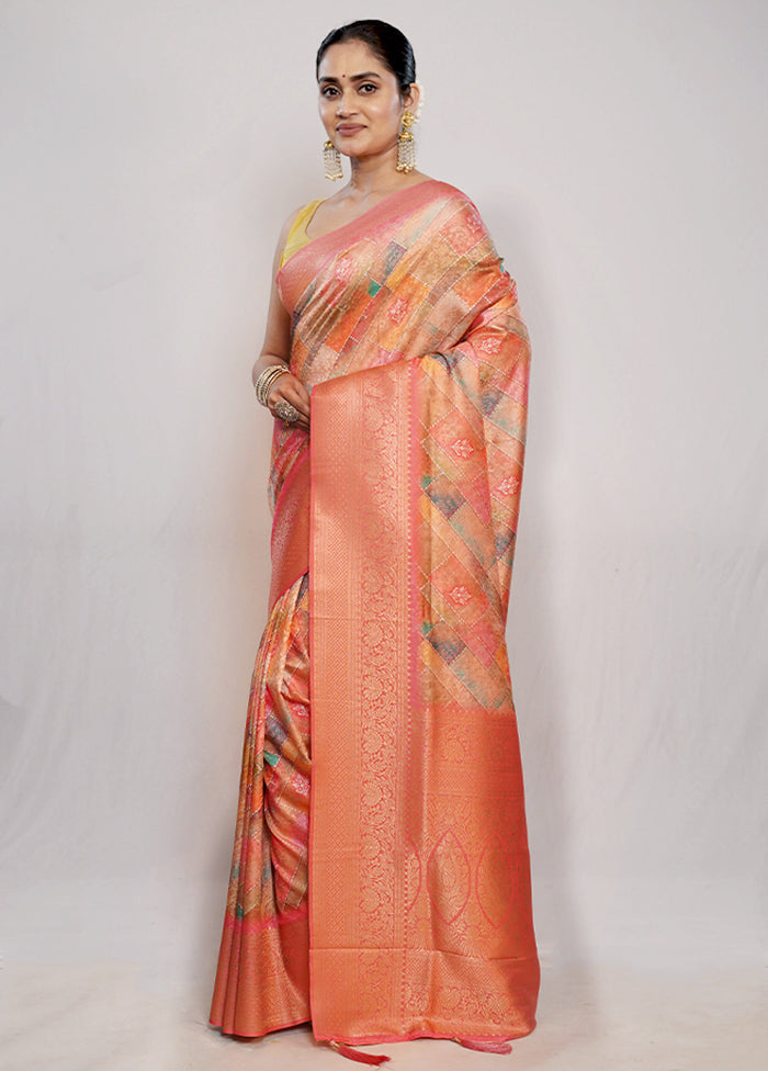 Orange  Dupion Silk Saree With Blouse Piece - Indian Silk House Agencies